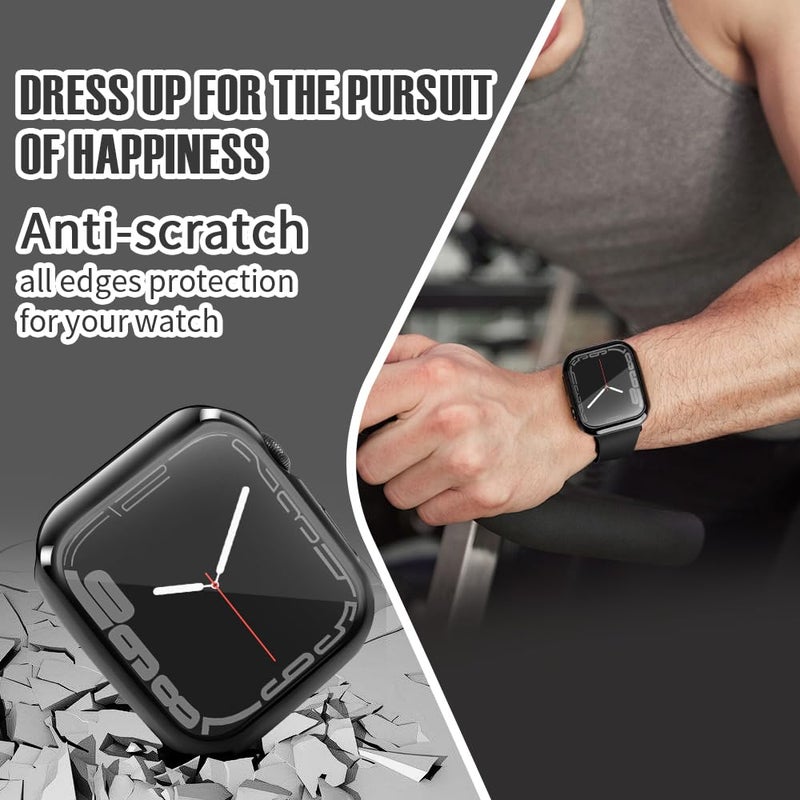 top4cus 44mm Case Soft Lightweight Anti-Scratch All Around Protective 44mm Iwatch Waterproof Cover Shiny Workout Shockproof Bumper Screen Protector Compatible with Apple Watch Series 6/SE/5/4 -Black - Image 4